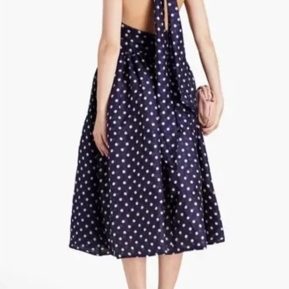 ZIMMERMANN High Tide Linen-Silk Halter Midi Dress Blue Polka Dot-Size 1 - Picture 5 of 5